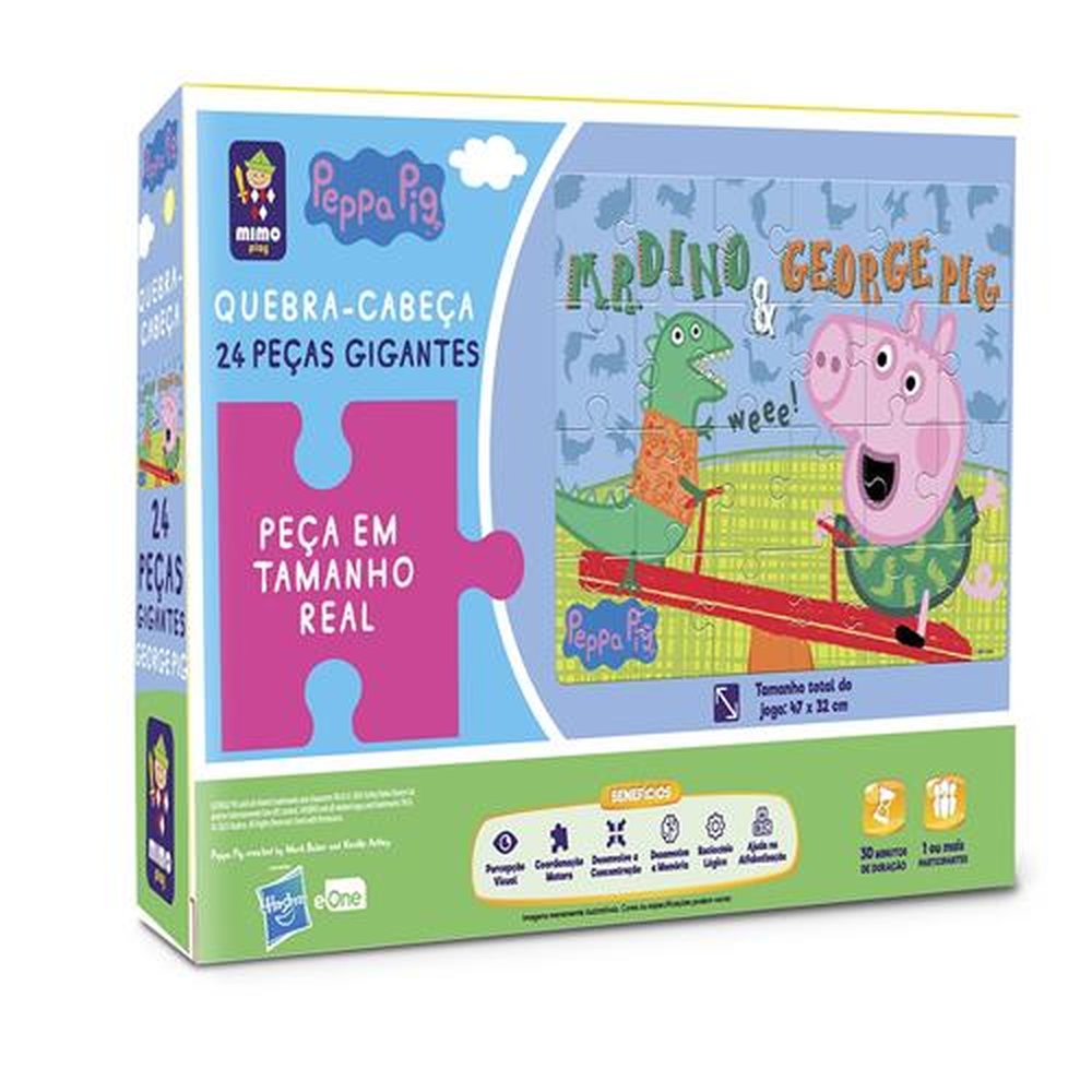 Quebra Cabeça Gigante 24 Peças Peppa Gerge Brincando no Parque