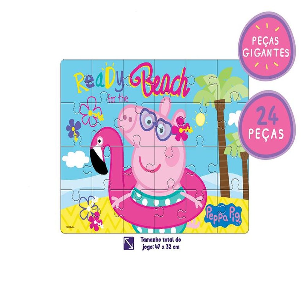 Quebra Cabeça Gigante 24 Peças Peppa na Praia