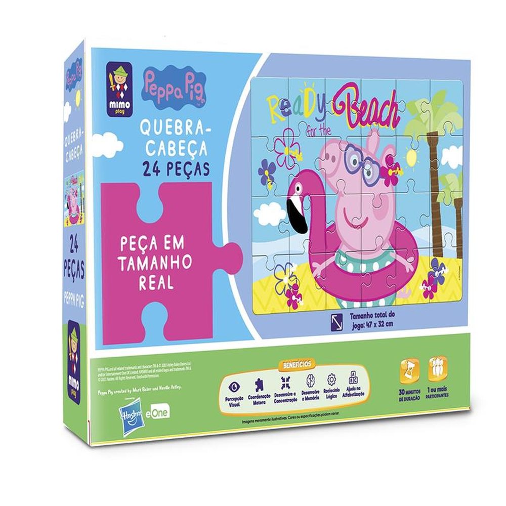 Quebra Cabeça Gigante 24 Peças Peppa na Praia