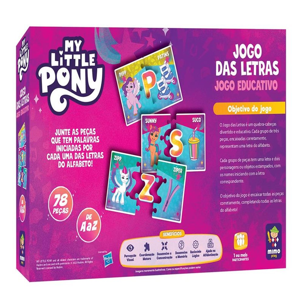 Jogo Educativo - Jogo das Letras My Litlle Poney