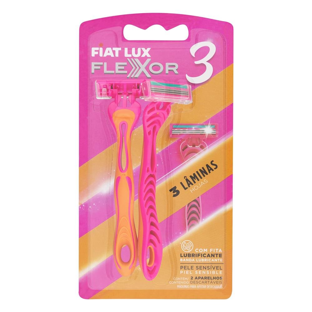 Aparelho De Barbear 3 Lâminas Rosa 2 Unidades Fiat Lux Flexor