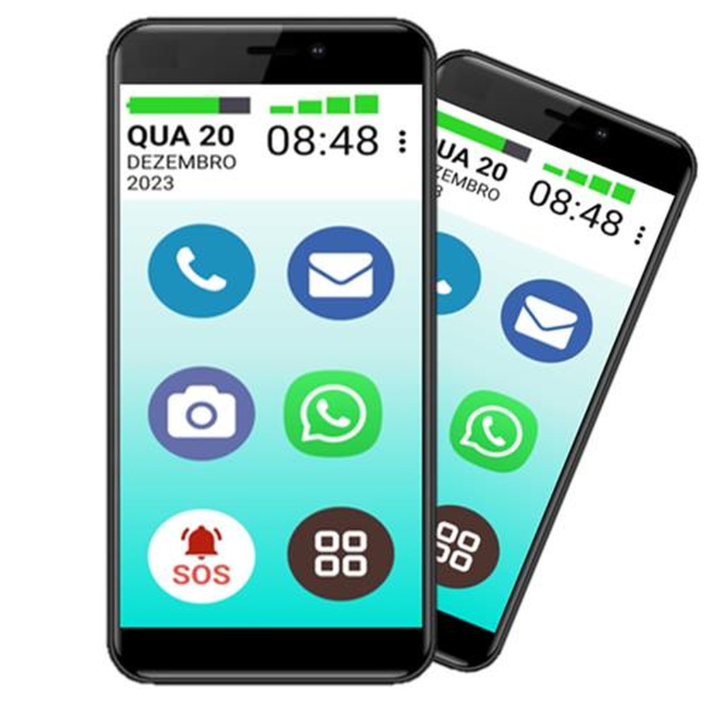 Smartphone Vovô&Vovófone 3G Tela 4" Teclas e Ícones Grandes Redes Sociais Botão SOS Dual Chip - Preto