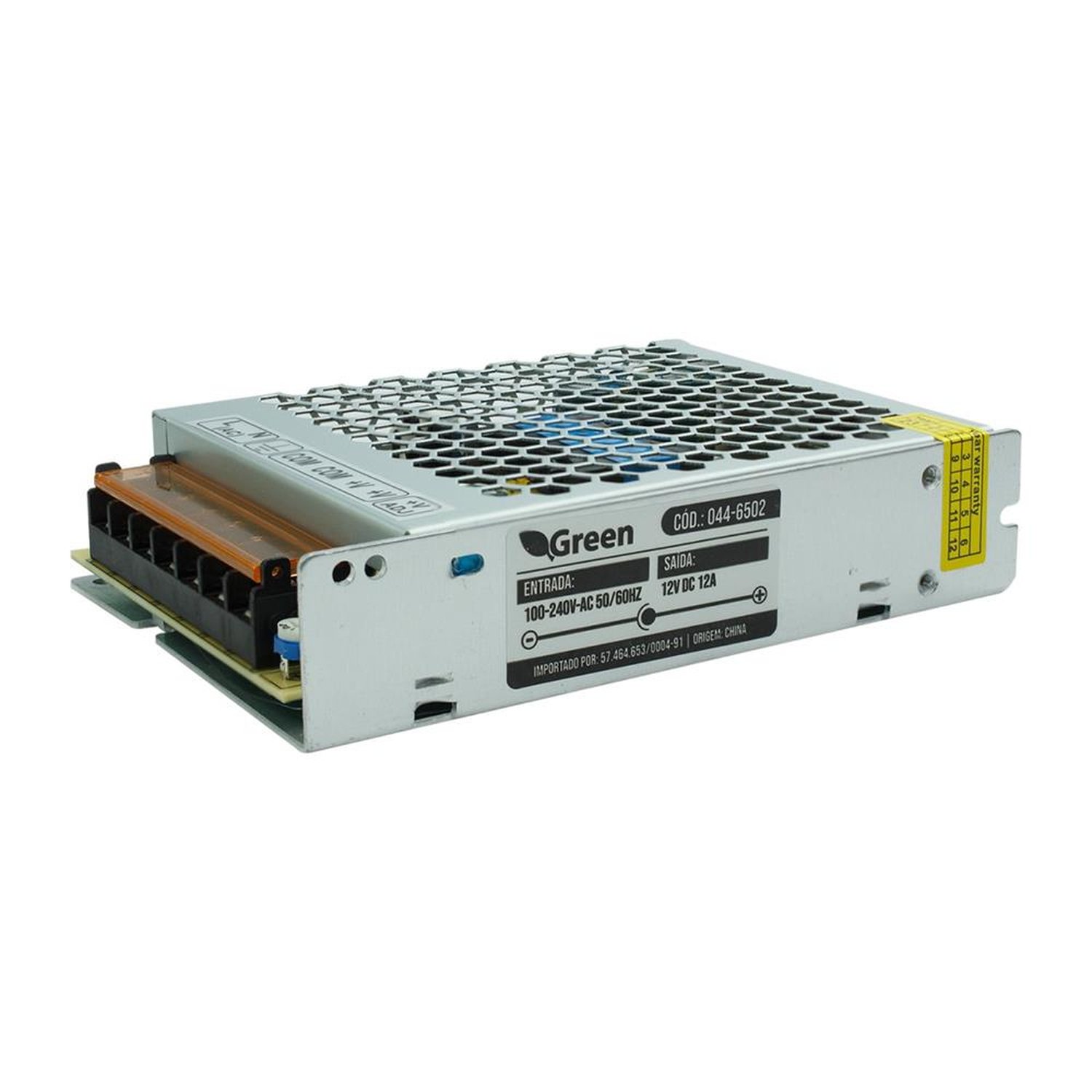 Fonte Slim Chaveada Metal 12V 12A Bivolt