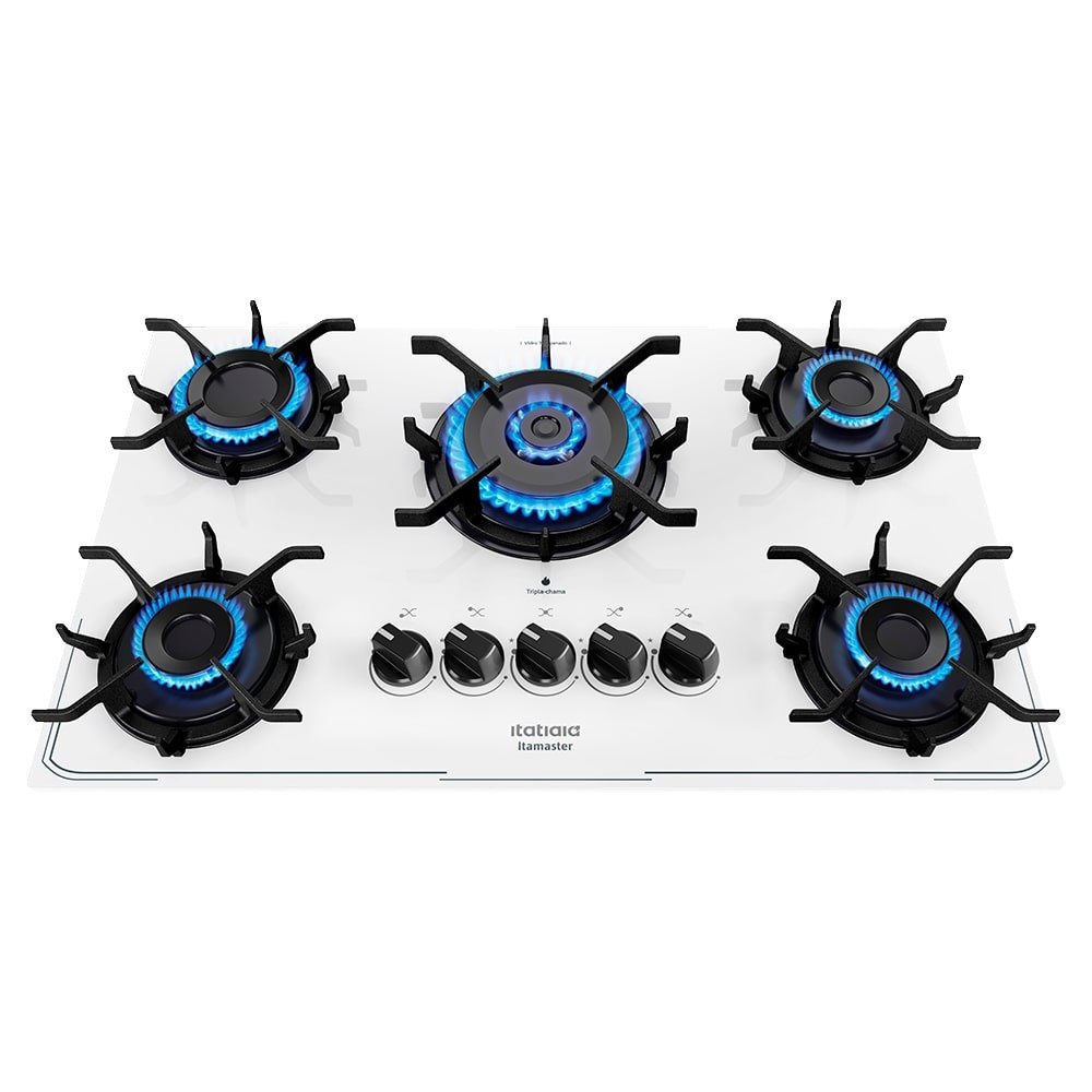 Cooktop a Gás 5 Bocas Itatiaia Itamaster - Tripla Chama, Branco, Bivolt
