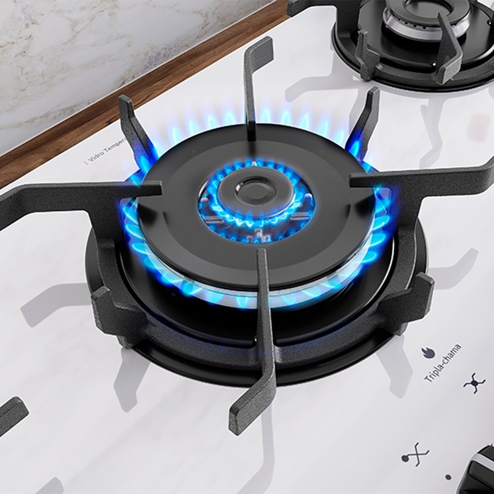 Cooktop a Gás 5 Bocas Itatiaia Itamaster - Tripla Chama, Branco, Bivolt