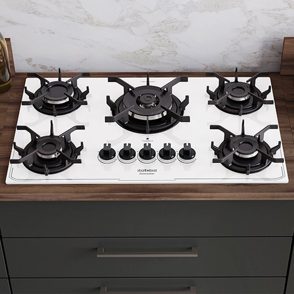 Cooktop a Gás 5 Bocas Itatiaia Itamaster - Tripla Chama, Branco, Bivolt