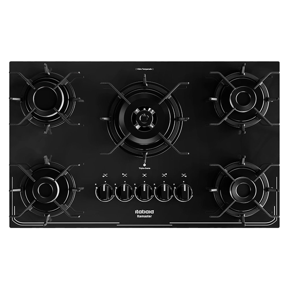 Fogão Cooktop a Gás 5 Bocas Itatiaia Itamaster - Tripla Chama, Preto, Bivolt