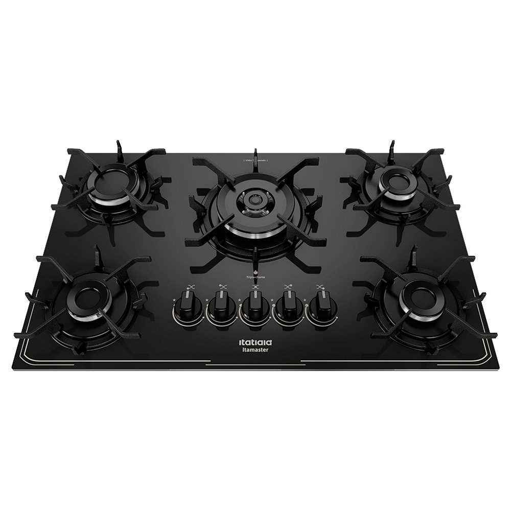 Fogão Cooktop a Gás 5 Bocas Itatiaia Itamaster - Tripla Chama, Preto, Bivolt