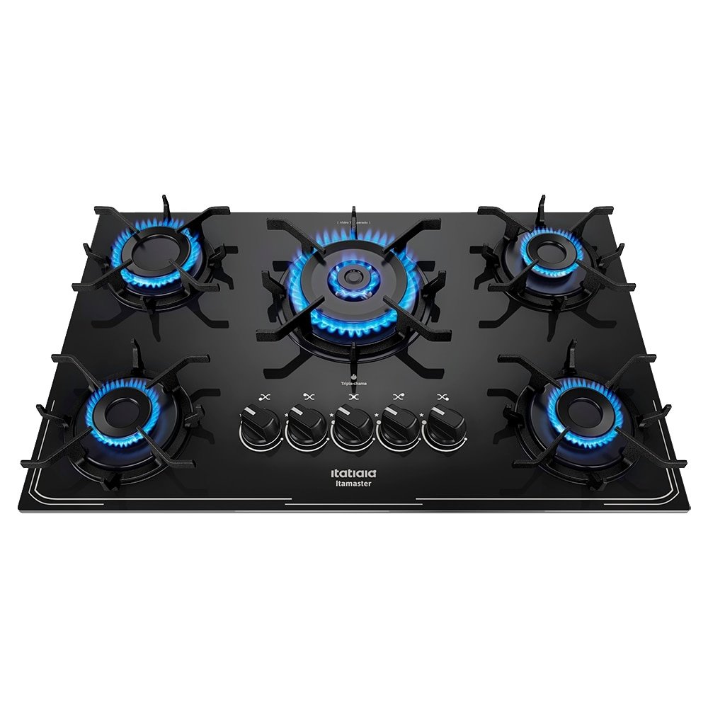 Fogão Cooktop a Gás 5 Bocas Itatiaia Itamaster - Tripla Chama, Preto, Bivolt