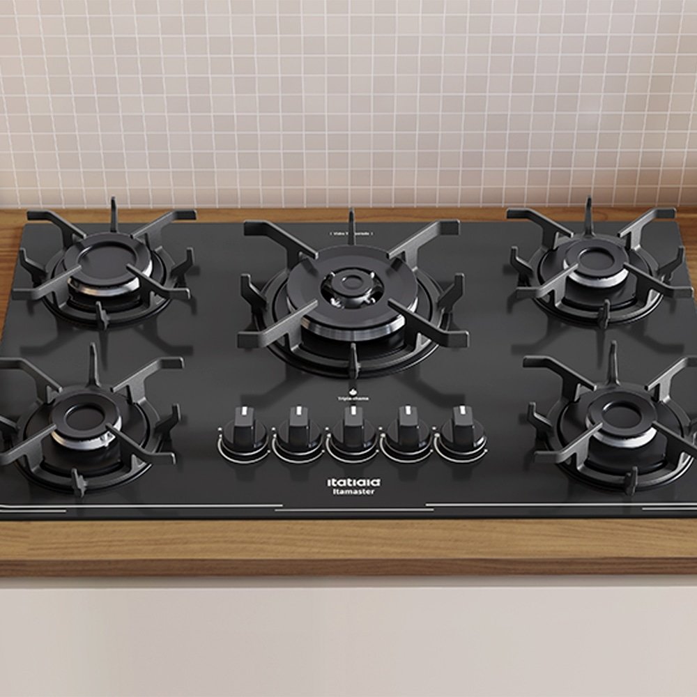 Fogão Cooktop a Gás 5 Bocas Itatiaia Itamaster - Tripla Chama, Preto, Bivolt