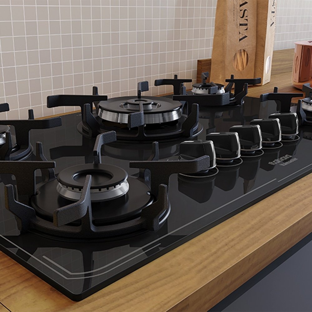 Fogão Cooktop a Gás 5 Bocas Itatiaia Itamaster - Tripla Chama, Preto, Bivolt
