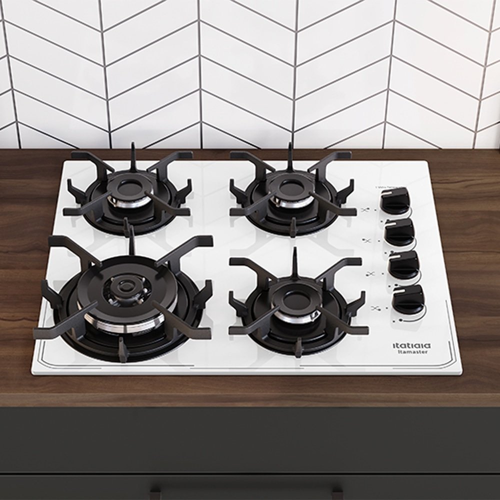 Fogão Cooktop Itatiaia 4 Bocas Itamaster | Tripla Chamas, Branco, Bivolt