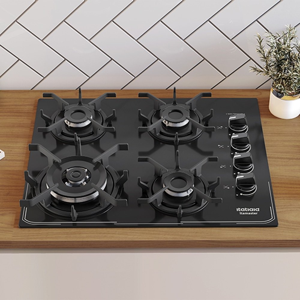 Fogão Cooktop Itatiaia 4 Bocas Itamaster | Tripla Chamas, Preto, Bivolt