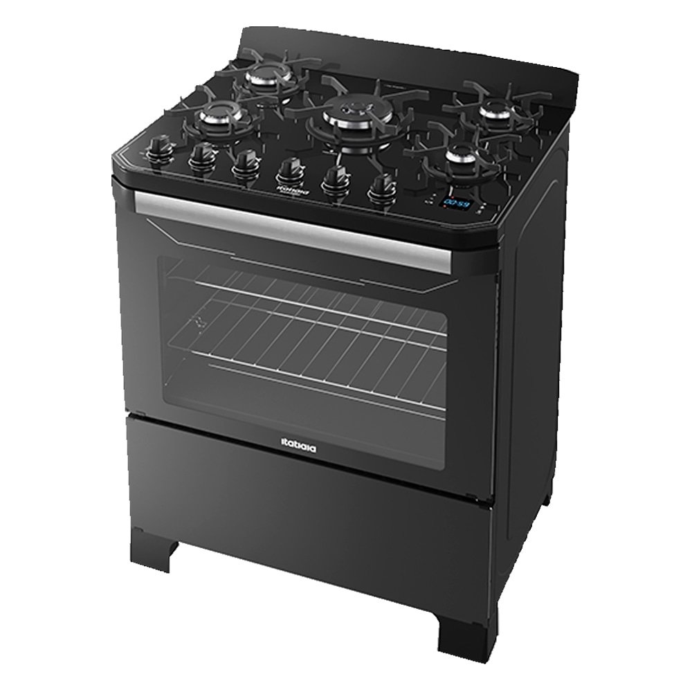 Fogão de Piso Itatiaia 5 Bocas Itamaster Digital - Acendimento Automático, Preto, Bivolt