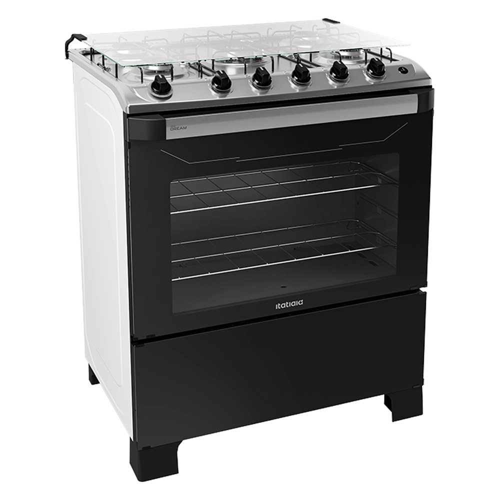Fogão de Piso Itatiaia 5 Bocas New Dream | Acendimento Automático, Branco/Preto, Bivolt