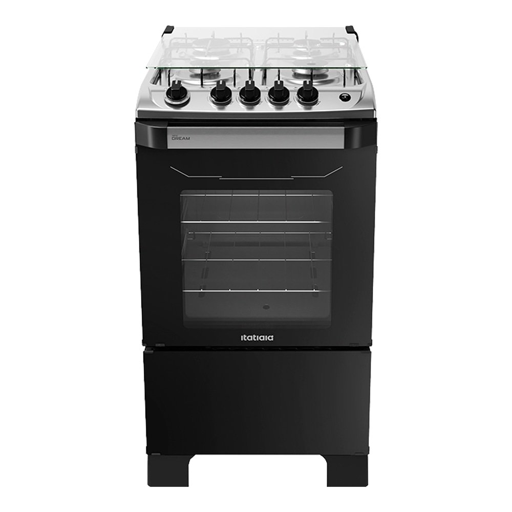 Fogão de Piso Itatiaia 4 Bocas New Dream | Acendimento Automático, Branco/Preto, Bivolt
