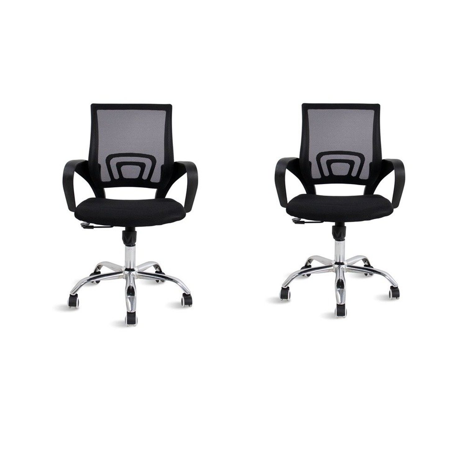 Conjunto 2 Cadeiras De Escritório Mesh Diretor Giratoria New Java - Preto