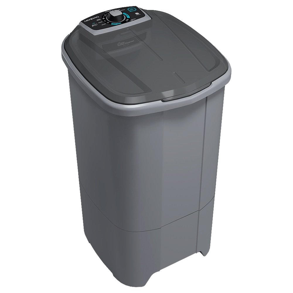 Máquina de Lavar Roupas 10Kg Newmaq Semi-Automática | 9 Programas, Turbilhonamento Vertical, Cinza, 110V