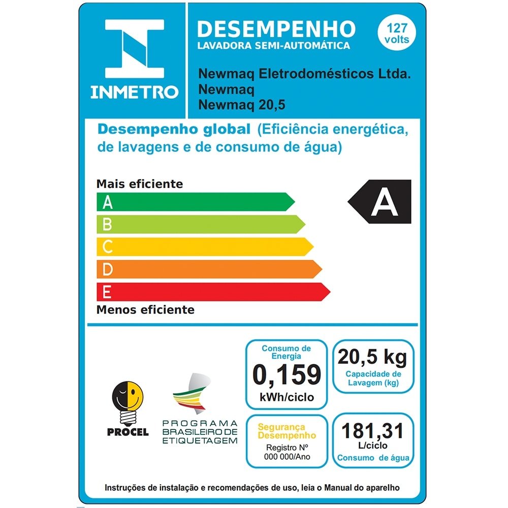 Máquina de Lavar Roupas 20,5Kg  Newmaq Semi-Automática - 9 Programas, Turbilhonamento Vertical, Cinza, 110V