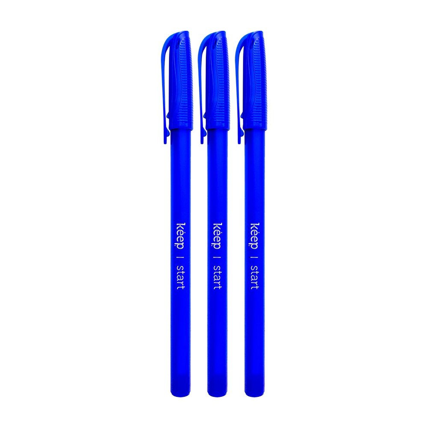 Caneta Esferografica Ponta Media 1.0mm Azul blister Com 3 Unidades Keep - EI158