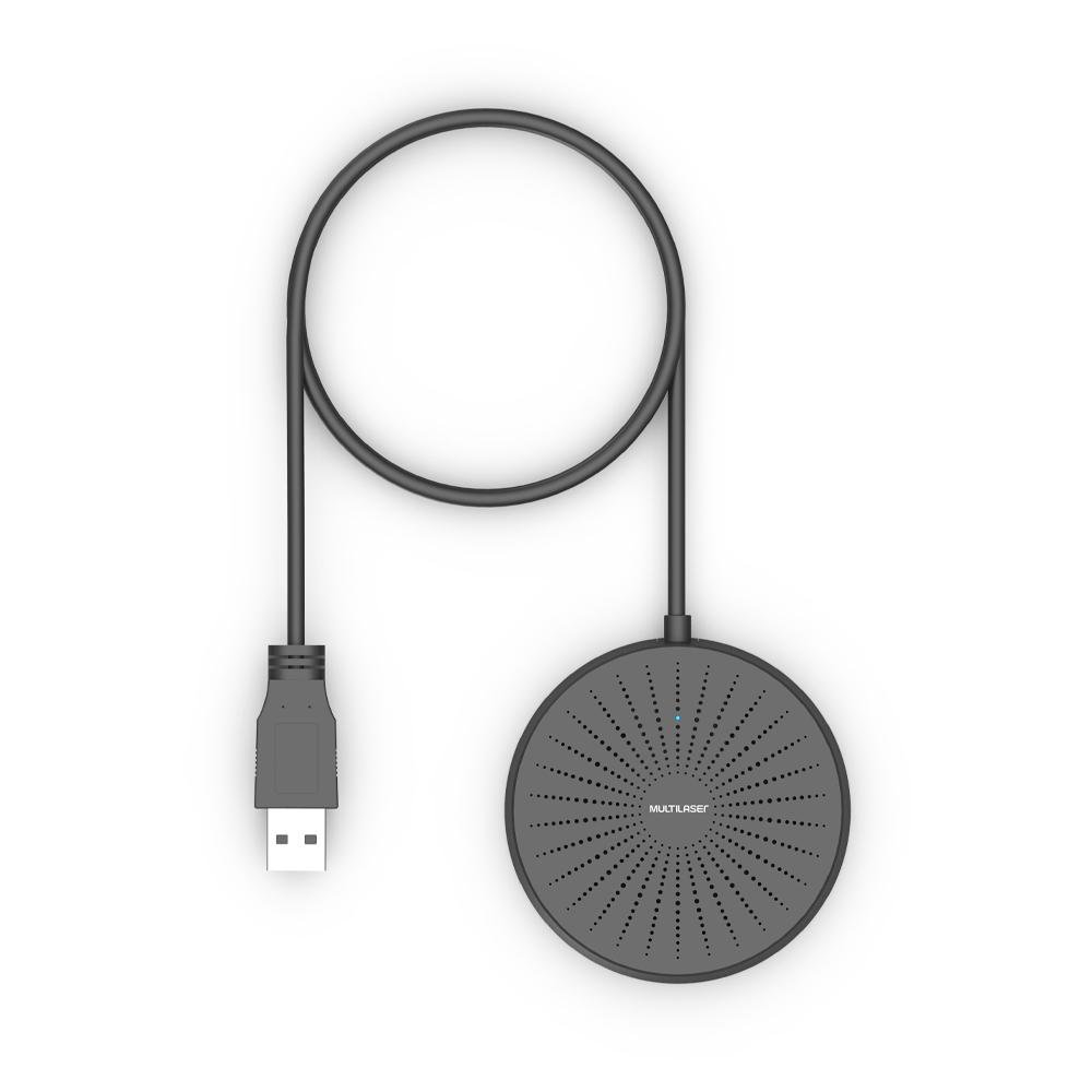 Microfone Com Fio Conference Omnidirecional Conexão USB Cabo de 2m Preto - PH361
