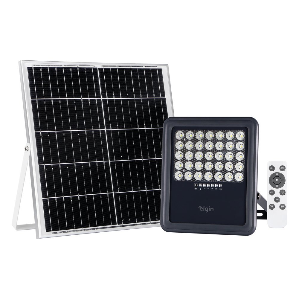 Refletor Solar 200W LED Elgin IP65 com Painel Solar