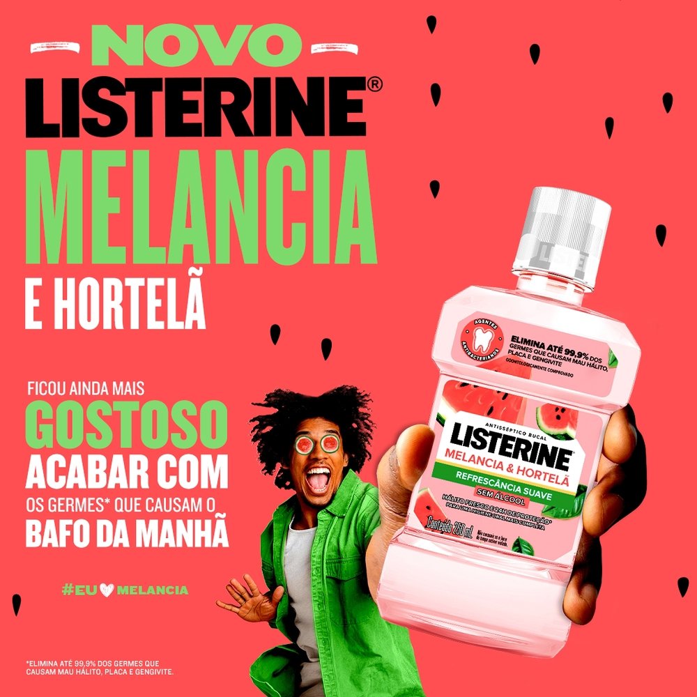 Enxaguante Bucal Listerine, Melancia e Hortelã sem Álcool 250ml