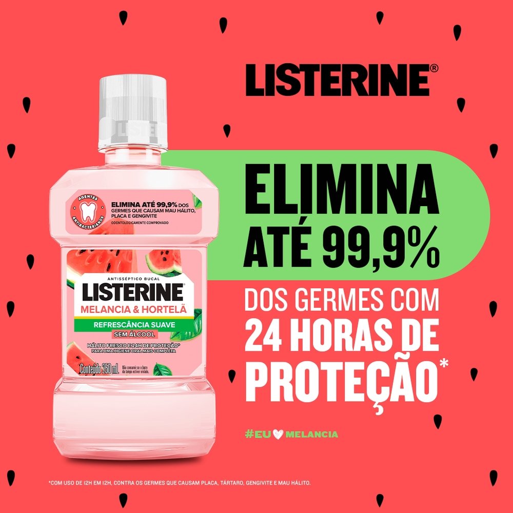 Enxaguante Bucal Listerine, Melancia e Hortelã sem Álcool 250ml