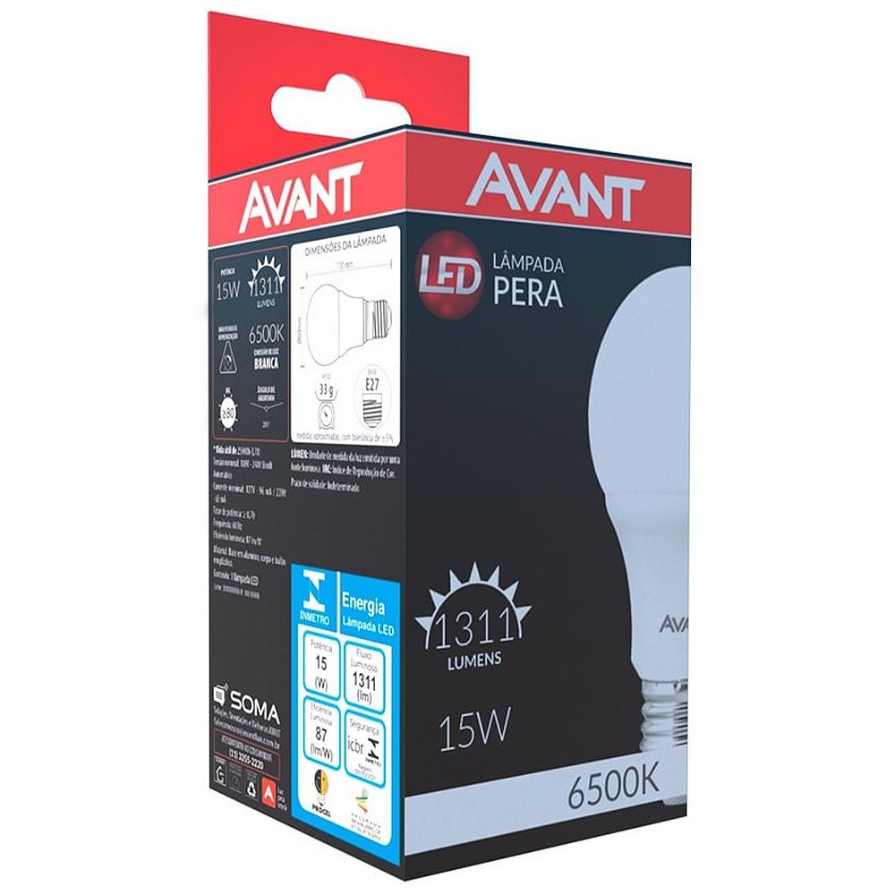 Lâmpada Led Avant Branca E27 15W 25000H 1250 Lúmens Bivolt
