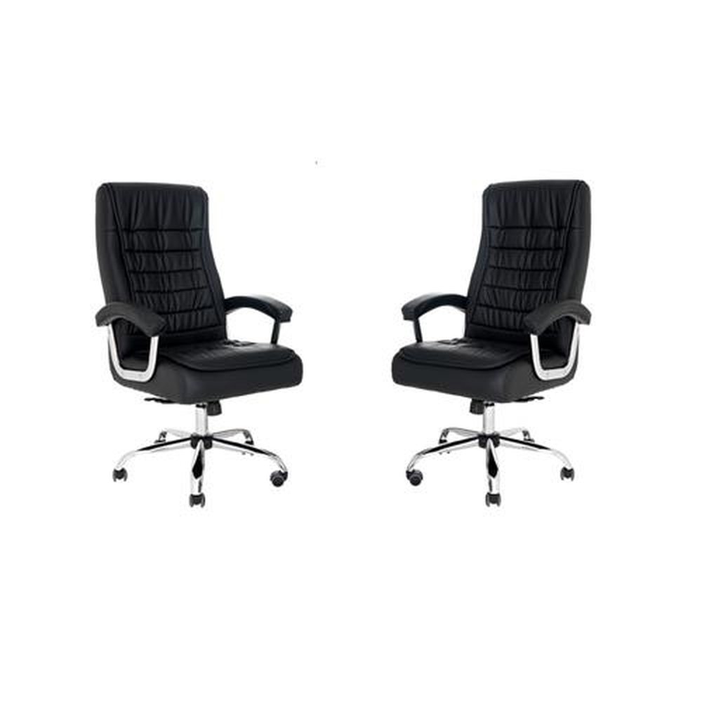 Conjunto 2 Cadeiras de Escritório Presidente Big Munique Confort Base Giratória com Molas Ensacadas - Preto