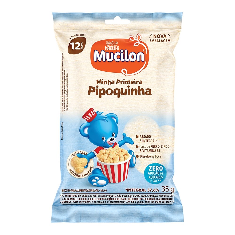 Snack Mucilon Pipoquinha 35g - Embalagem com 15 Unidades