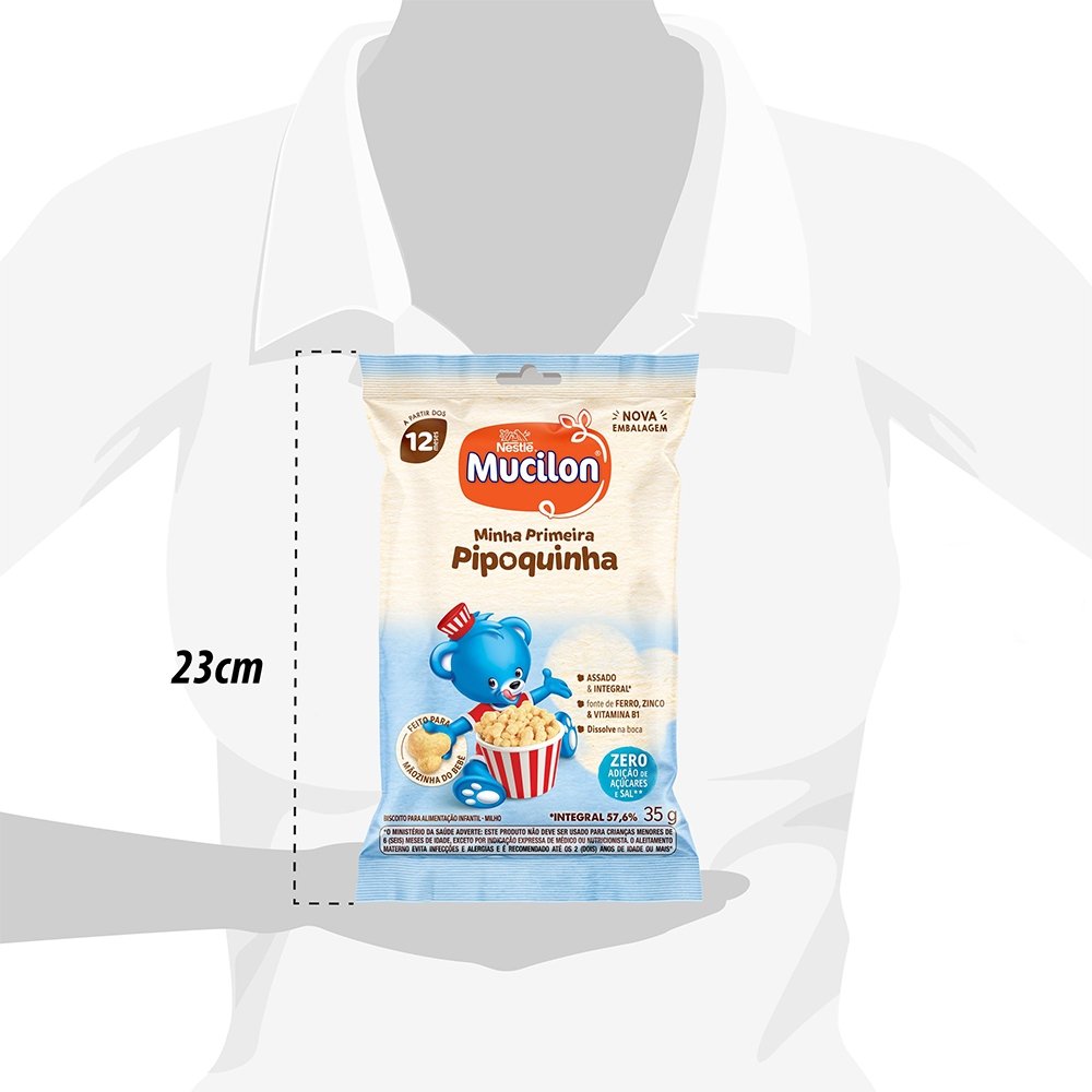 Snack Mucilon Pipoquinha 35g - Embalagem com 15 Unidades