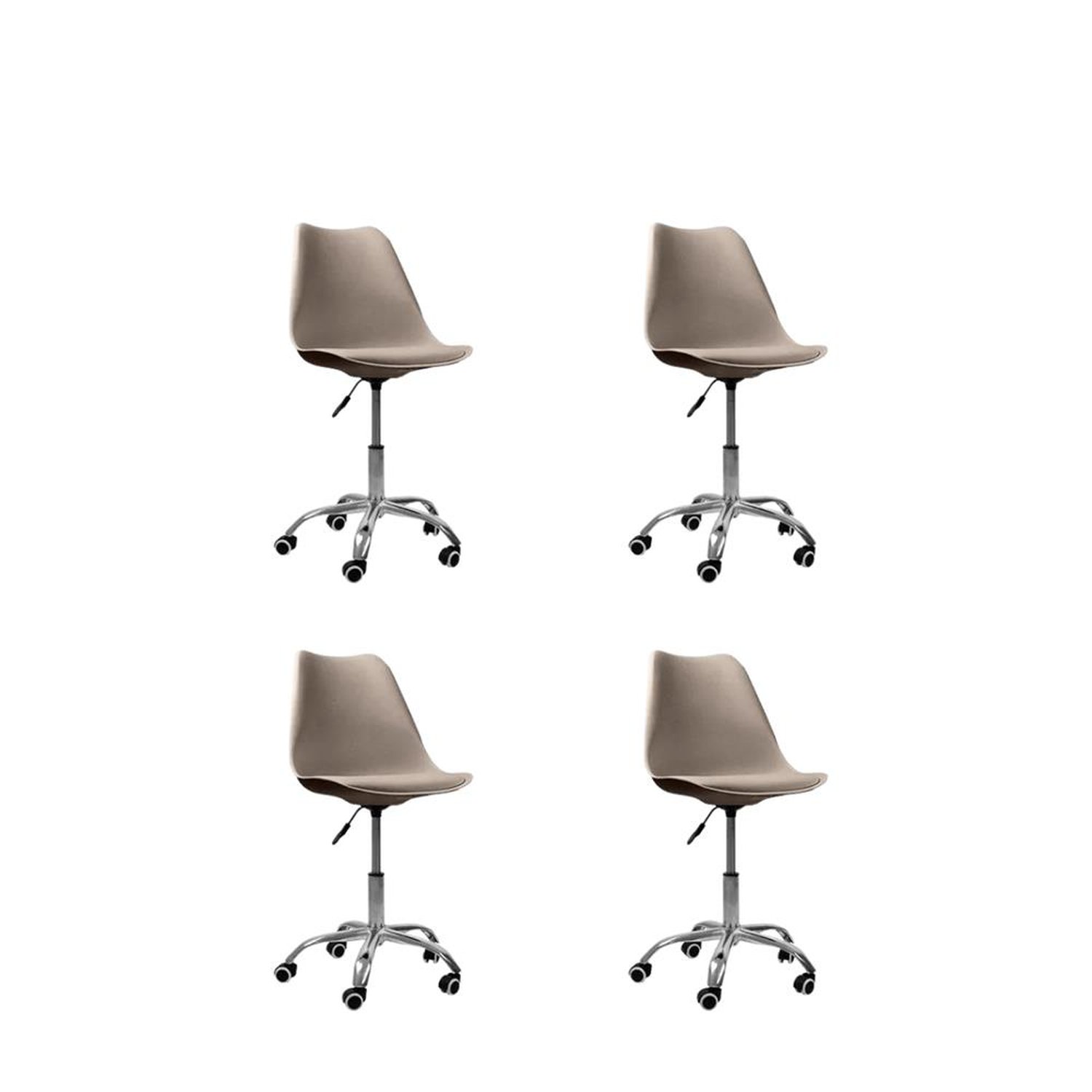 Kit 04 Cadeiras Office Base Cromada Giratória Saarinen Oficial Webshop - Bege