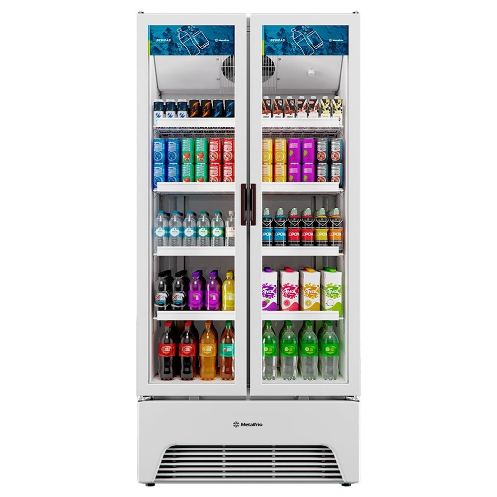 Refrigerador Vitrine Metalfrio Optima 752 Litros VB70AL - Porta de Vidro, Frost Free, Branco, 220V