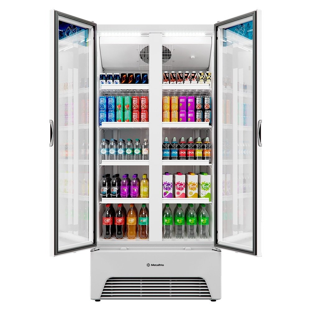 Refrigerador Vitrine Metalfrio Optima 752 Litros VB70AL - Porta de Vidro, Frost Free, Branco, 220V