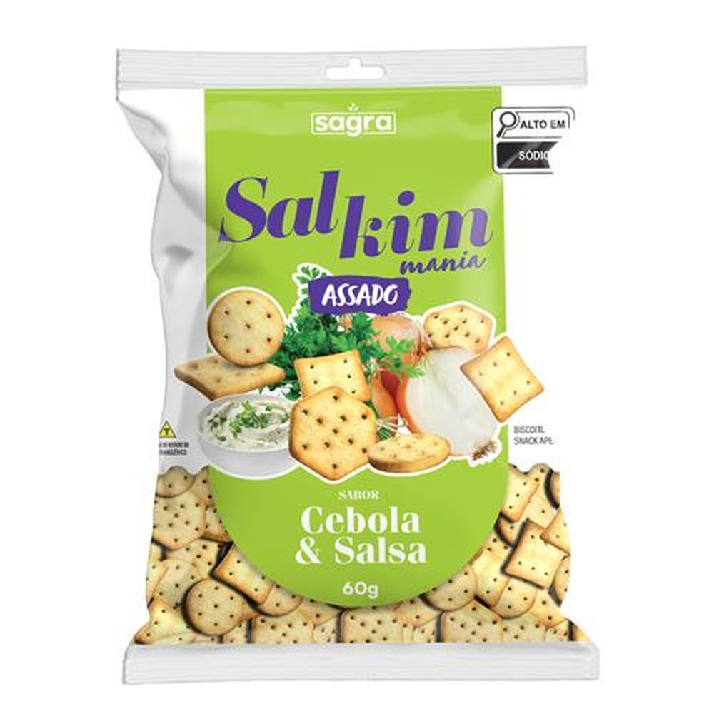 Biscoito Salgado Salkim Mania Sabor Cebola E Salsa 40X60 gr