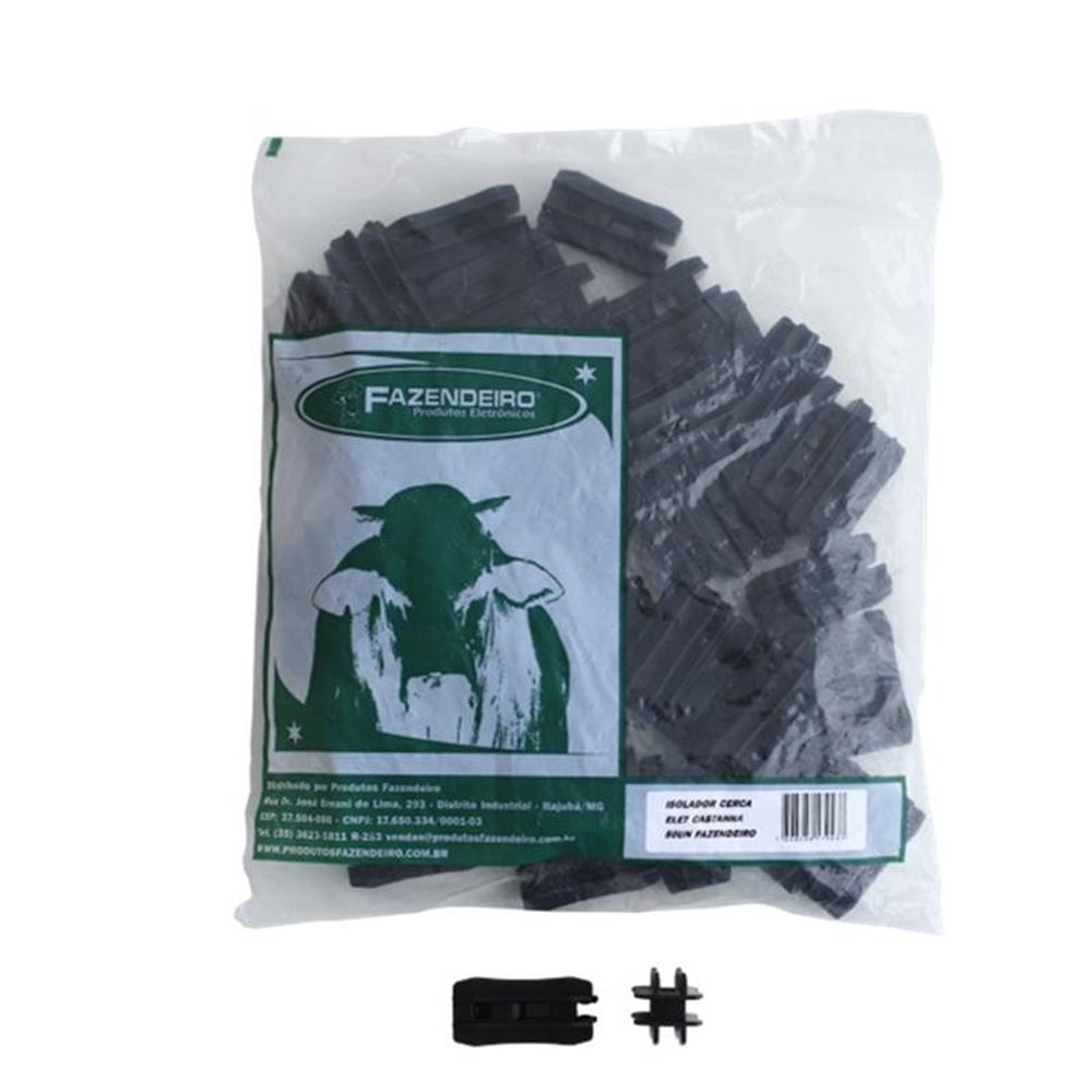 Isolador Cerca Elétrica Rural Castanha Preto - Médio - C/50