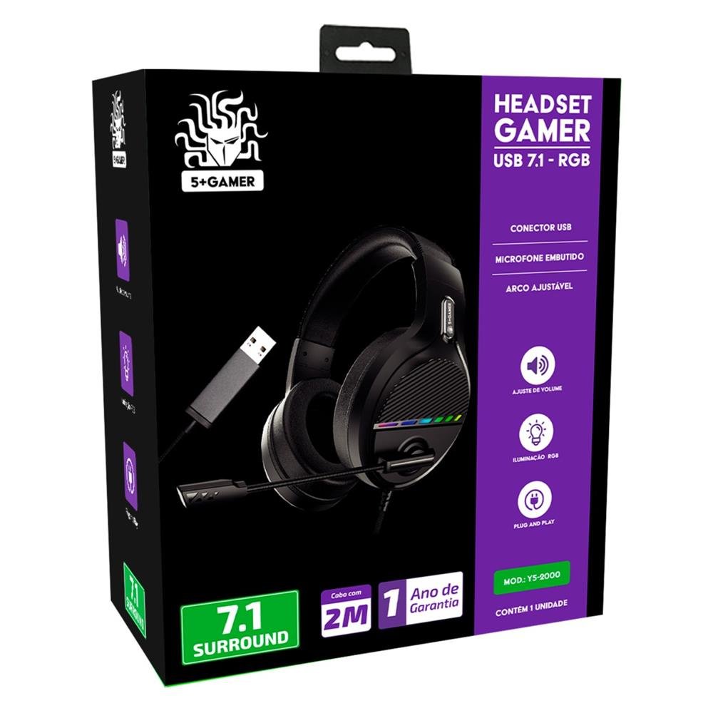 Headset Gamer 7.1 Rgb 5+ - Y5-2000