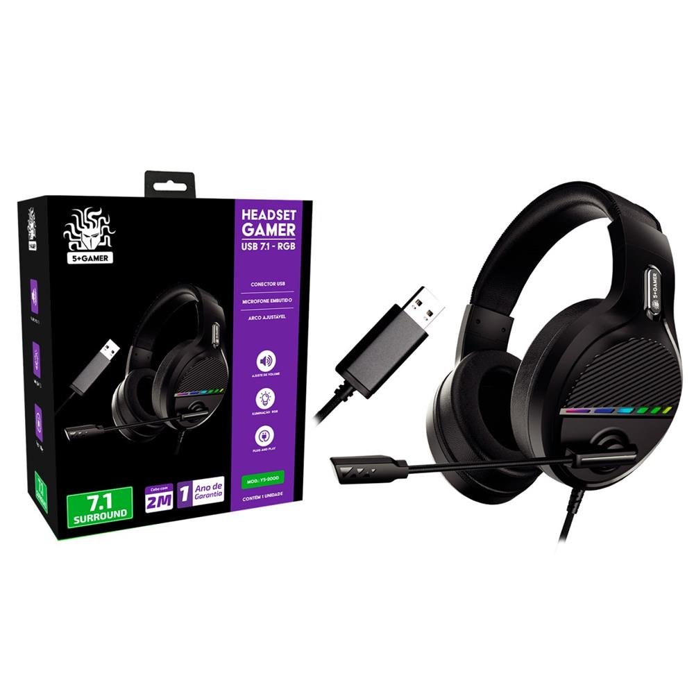 Headset Gamer 7.1 Rgb 5+ - Y5-2000