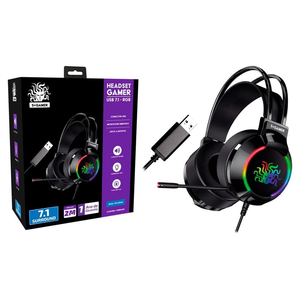 Headset Gamer 7.1 Rgb 5+ - W5-2000