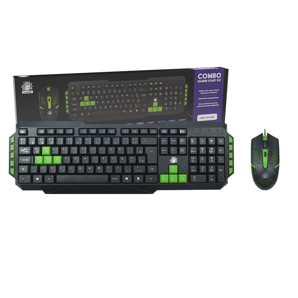 Combo 5+ Gamer Start 2.0 - Preto e Verde