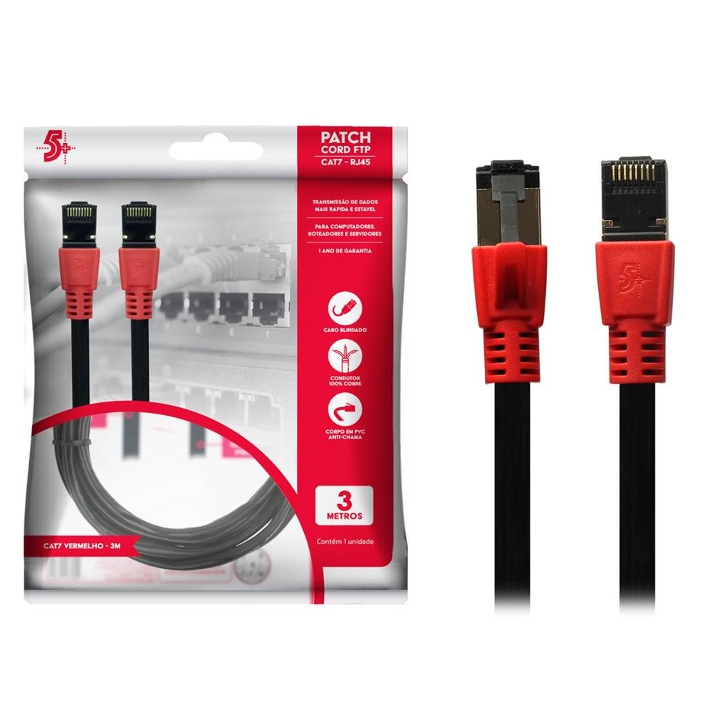 Cabo Patch Info - Patch Cord CAT7 FTP 600 MHZ / 10 GBPS - 3m - Vermelho