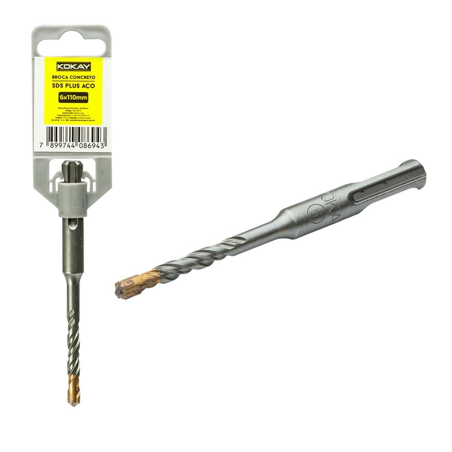 Broca De Flauta Para Concreto Sds-plus Engate Rápido Ponta De Aço - 6x110MM
