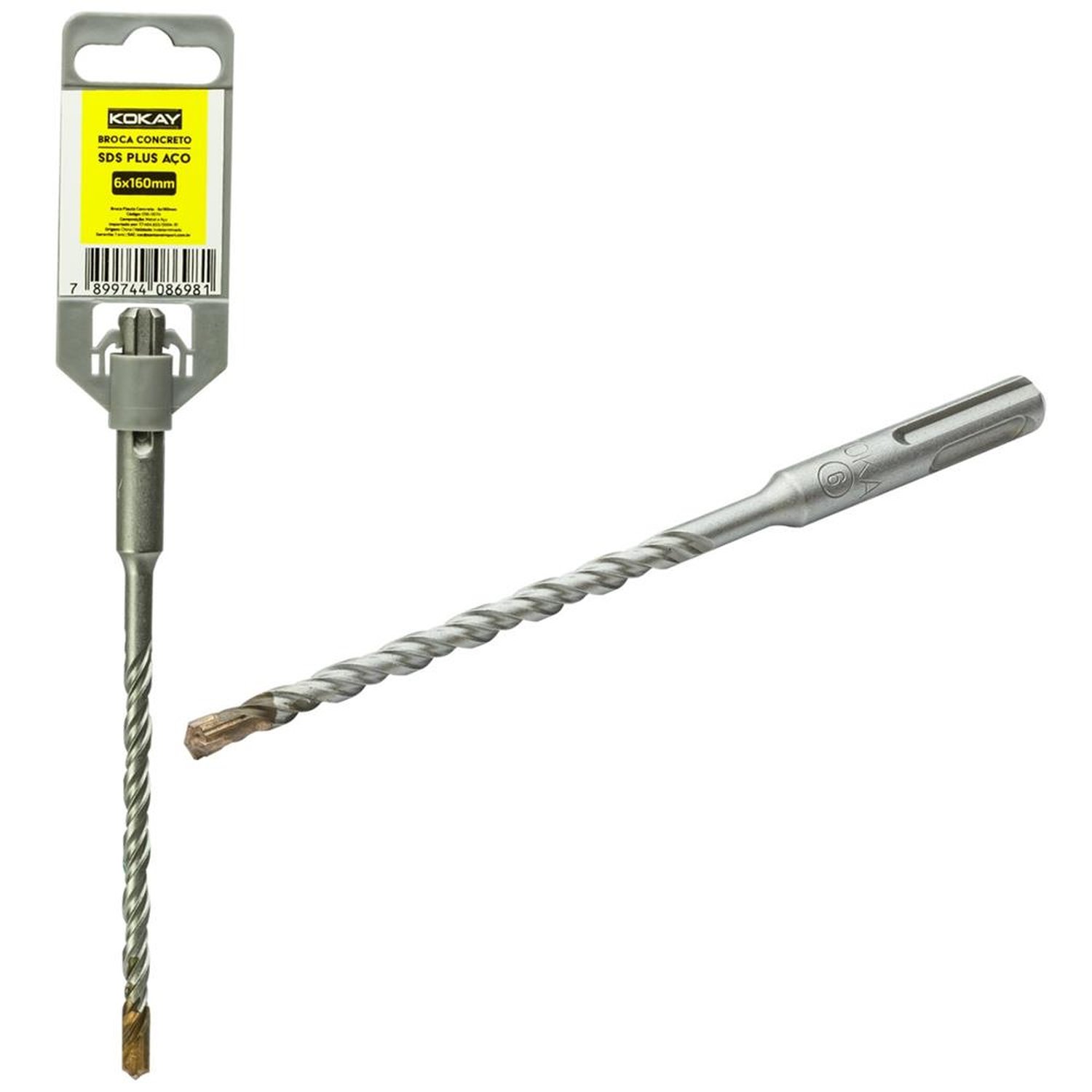Broca De Flauta Para Concreto Sds-plus Engate Rápido Ponta De Aço - 6x160MM