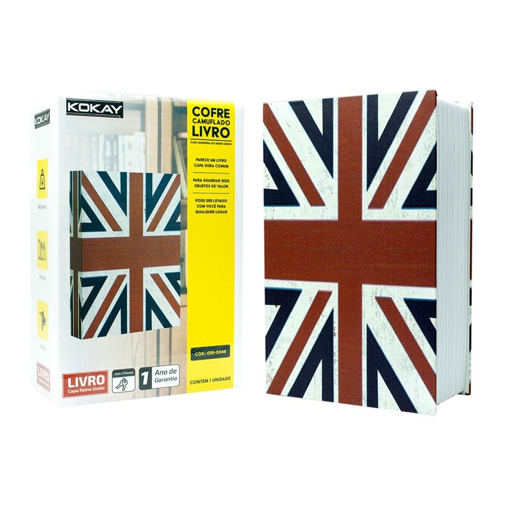 Cofre Camuflado Com 2 Chaves Formato Livro Discreto Porta Joias - 18x11.5x5.5cm - Reino Unido