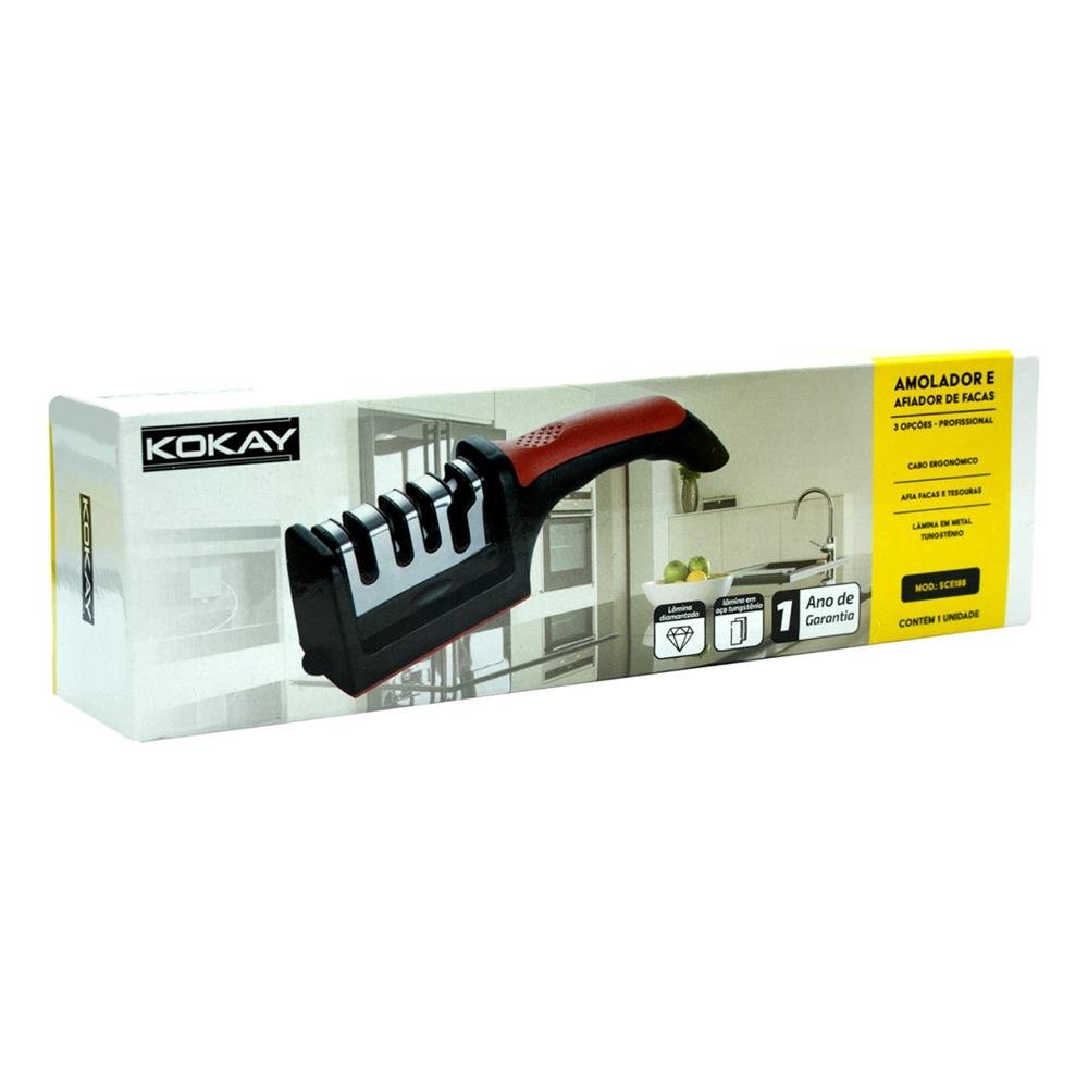 Amolador e Afiador De Facas 4 em 1 Profissional - SCE188 - KOKAY