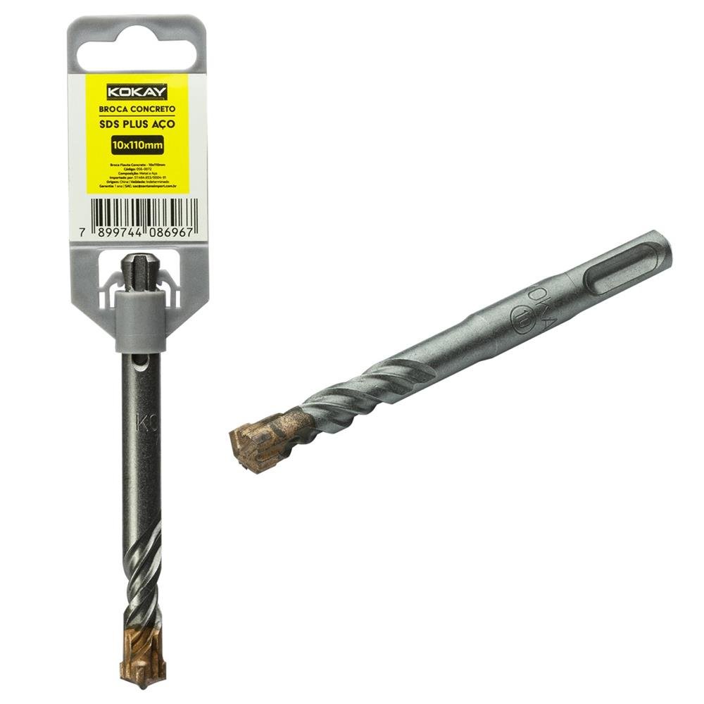 Broca De Flauta Para Concreto Sds-plus Engate Rápido Ponta De Aço - 10x110MM