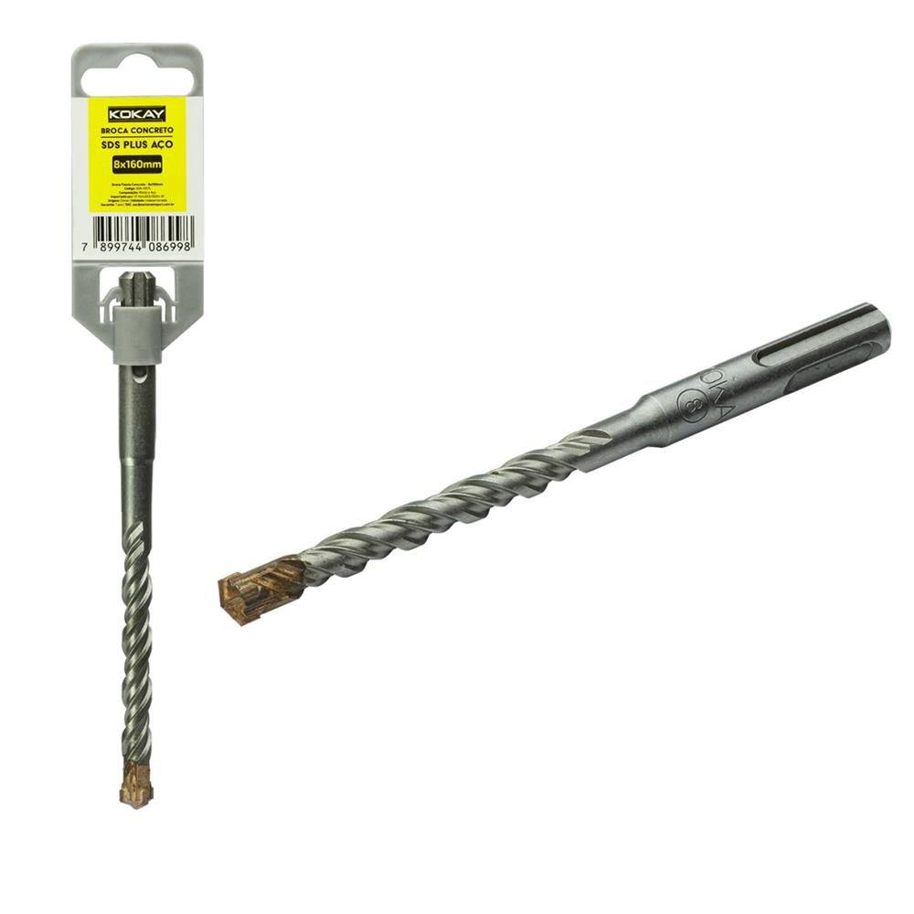 Broca De Flauta Para Concreto Sds-plus Engate Rápido Ponta De Aço - 8x160MM