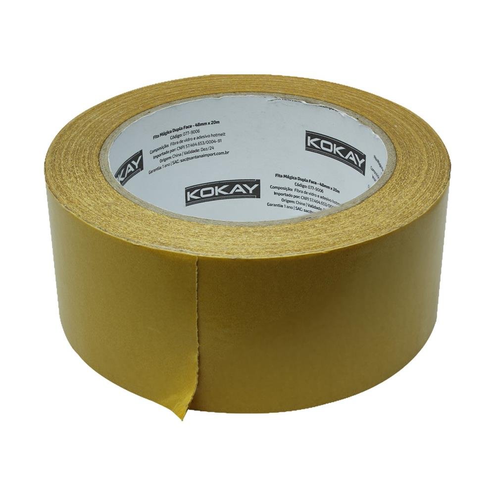 Fita Magica Adesiva Multiuso Dupla Face Forte / Reutilizável - 4,8cmx20m
