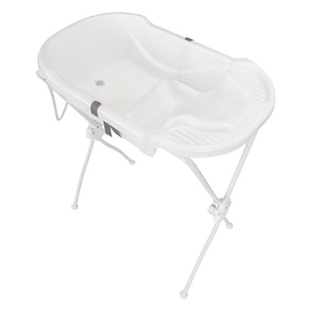 Banheira Infantil Tutti Baby Ergonômica | com Suporte Dobrável, Mangueira, Branco